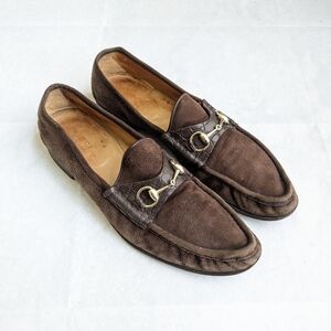 Gucci Horsebit Loafers Brown Suede Men 11.5 D Leather